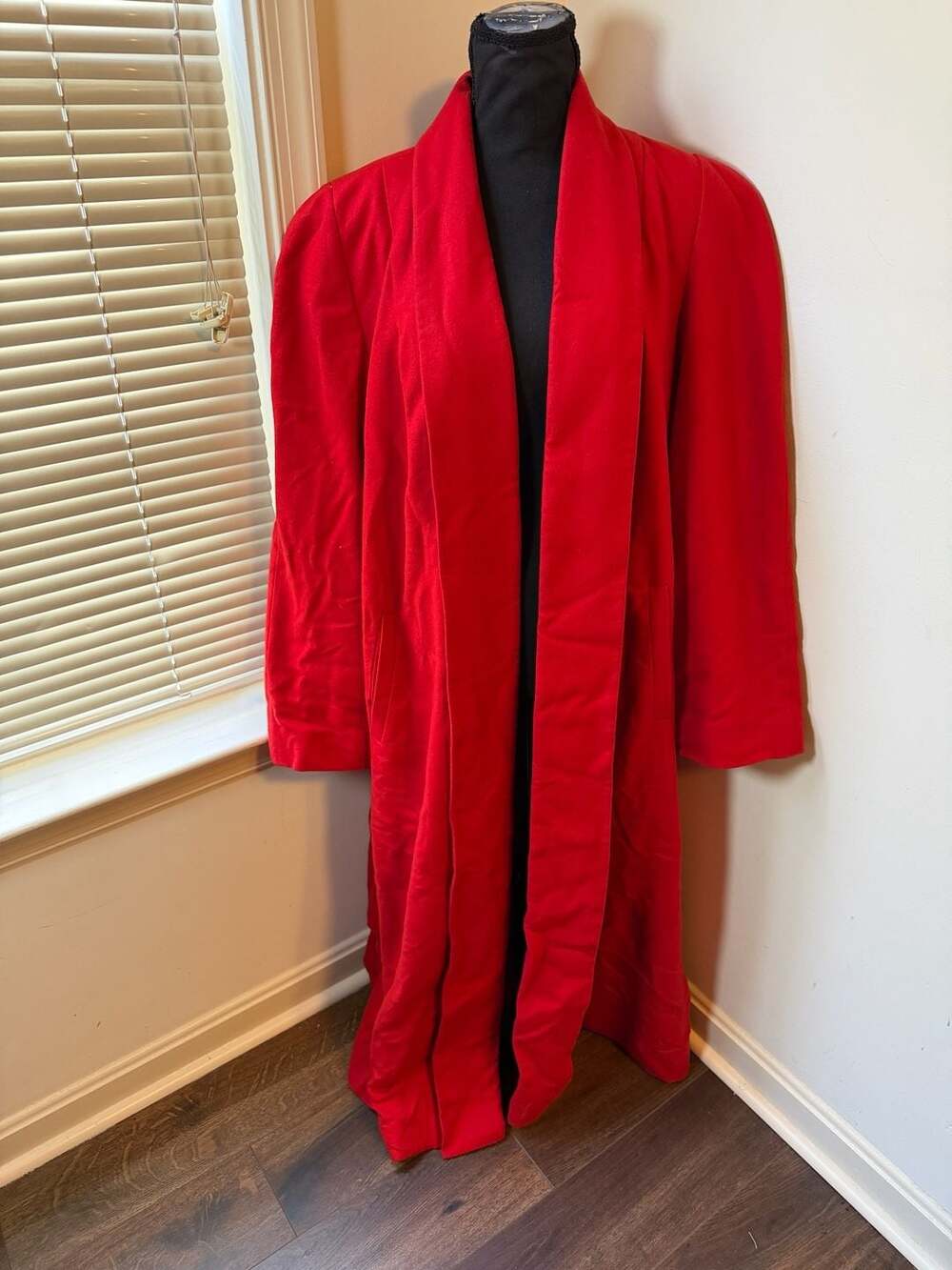 Harve Benard Vintage Red Wool Blend Long Trench Coat